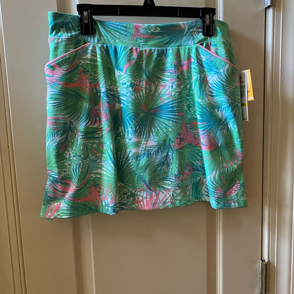 Ruby Rd. Tropical Print Skort - Green and Pink